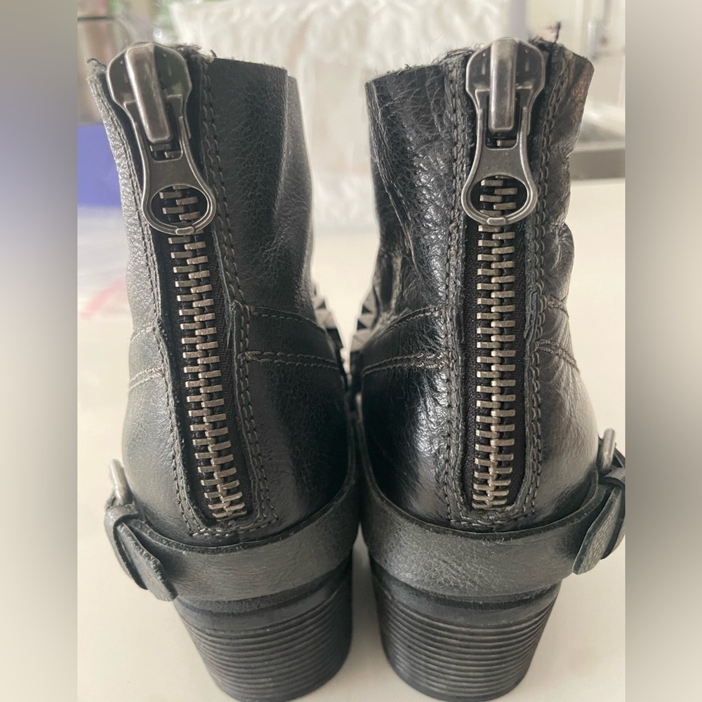 Dolce Vita Teyla harness ankle biker boots dark gray leather women size 6.5 zip - Picture 3 of 9